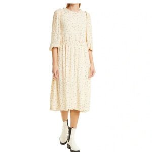 NWT Munthe Cottagecore Curtis Open Back Embroidered Floral Midi Dress Size 8